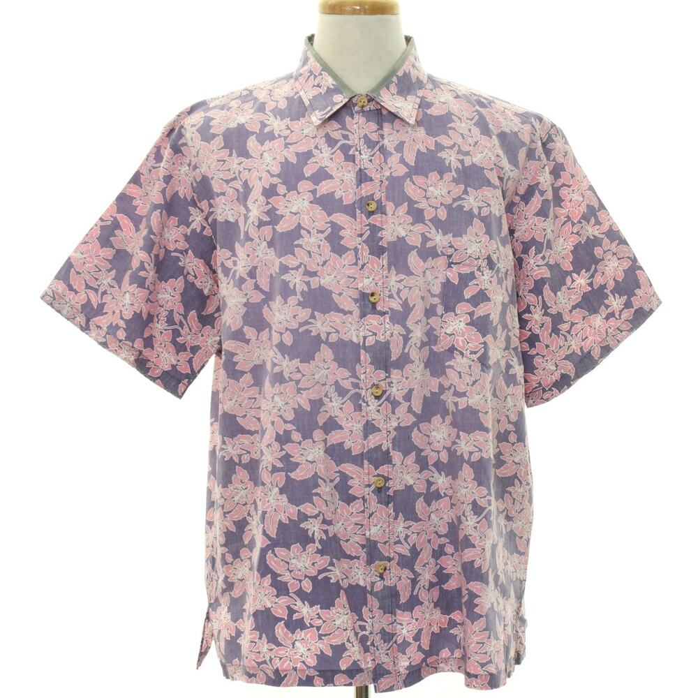 Vintage 80s Cooke Street Hawaiian Reverse Print Floral Camp Shirt XL